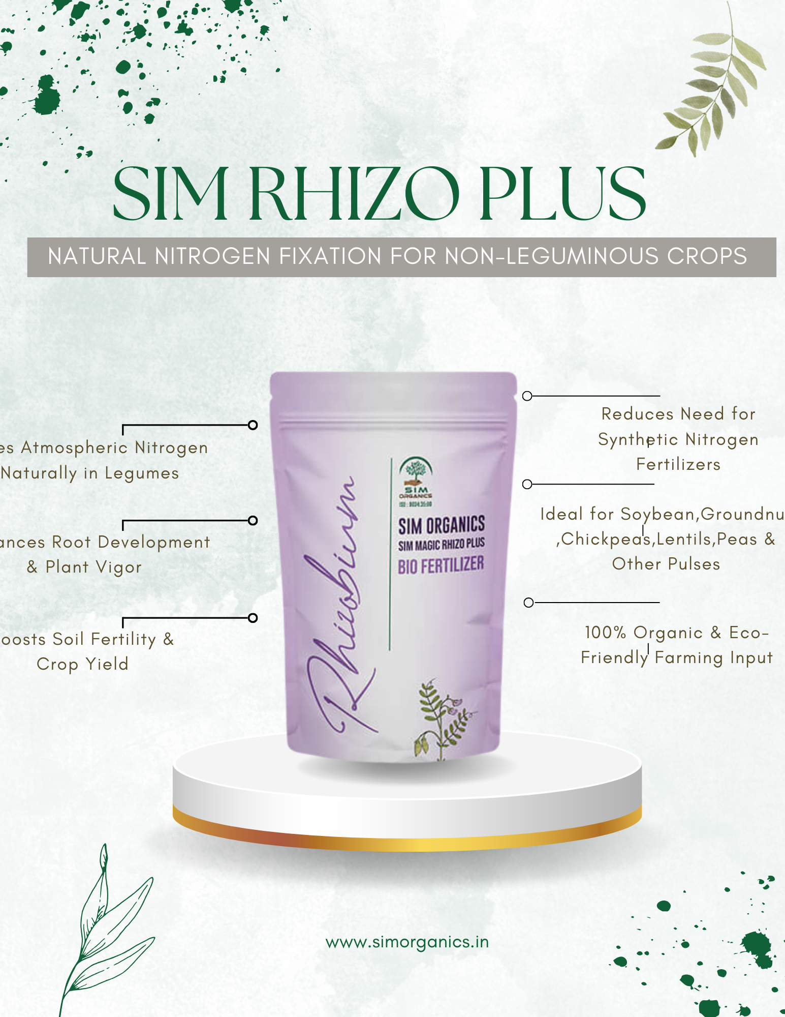 SIM Rhizo Plus – Rhizobium Biofertilizer for Pulses and Leguminous Crops(Powder)