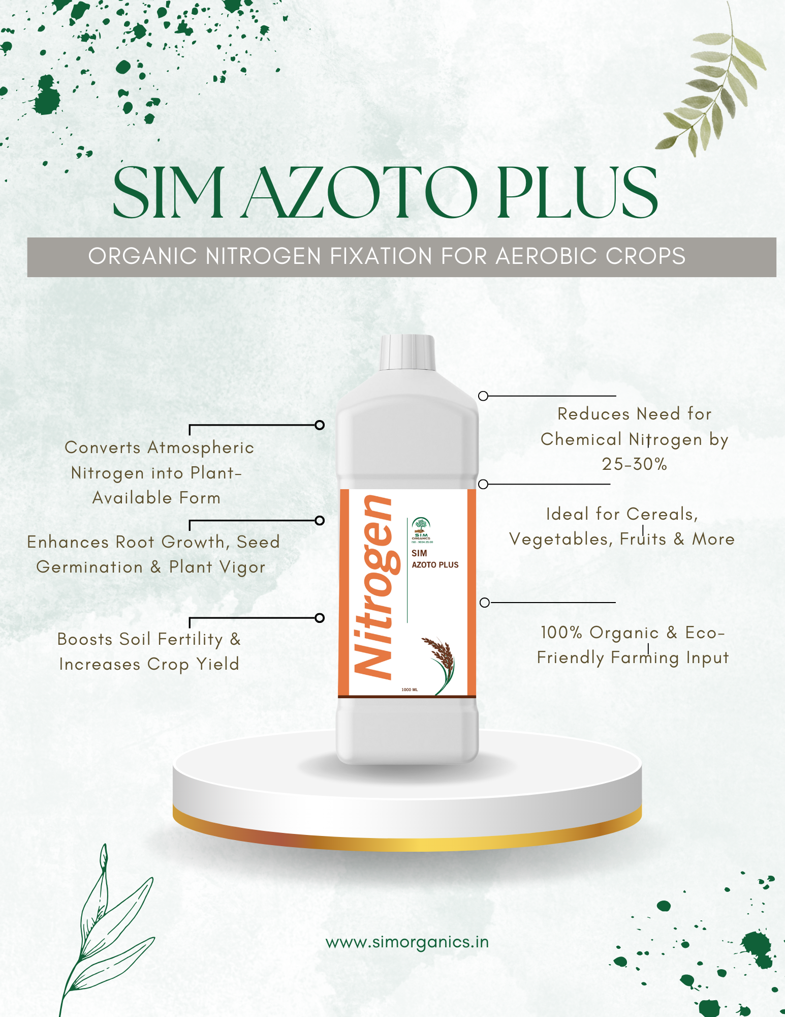 SIM Azoto Plus – Azotobacter Biofertilizer for Vegetables & Cereals(Liquid)
