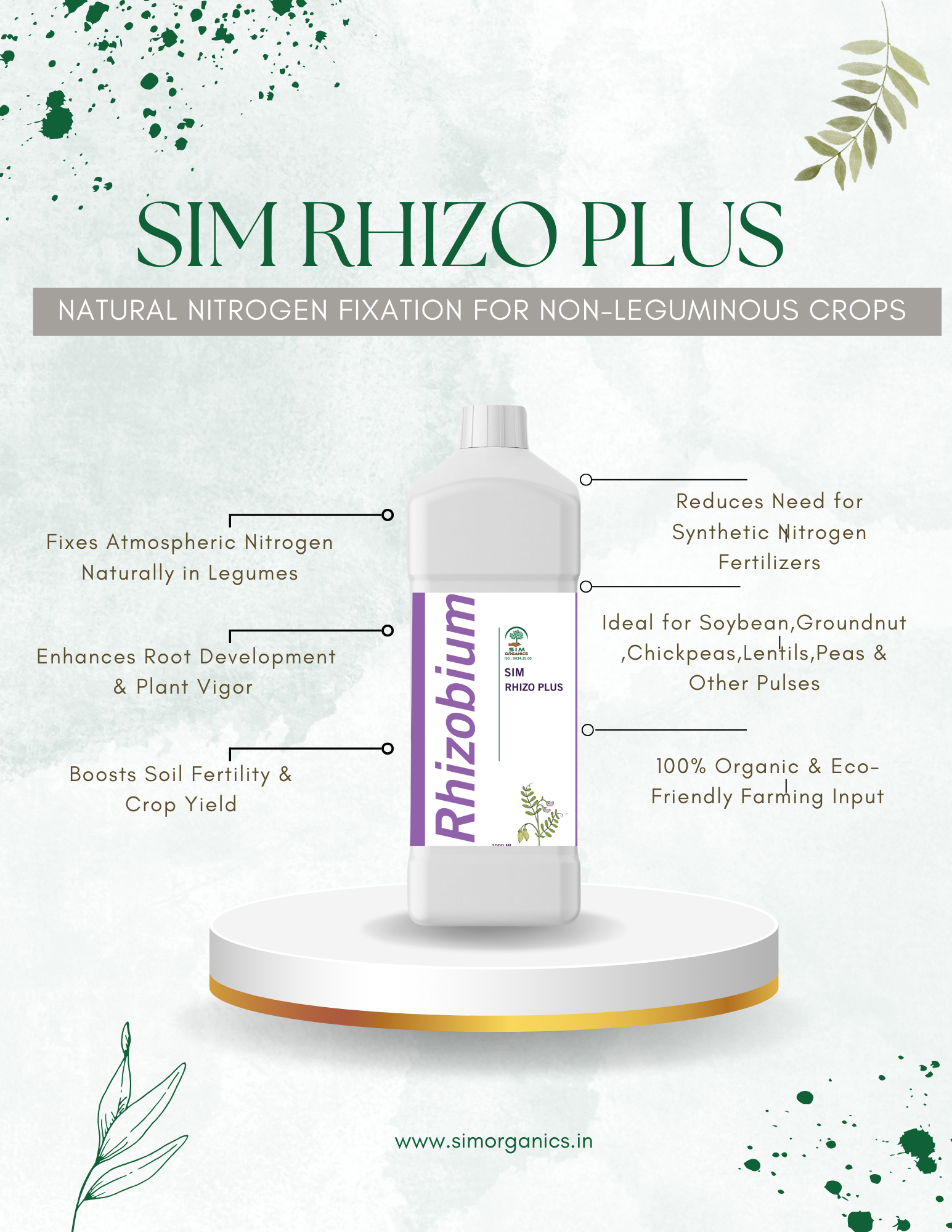 SIM Rhizo Plus – Rhizobium Biofertilizer for Pulses and Leguminous Crops(Liquid)
