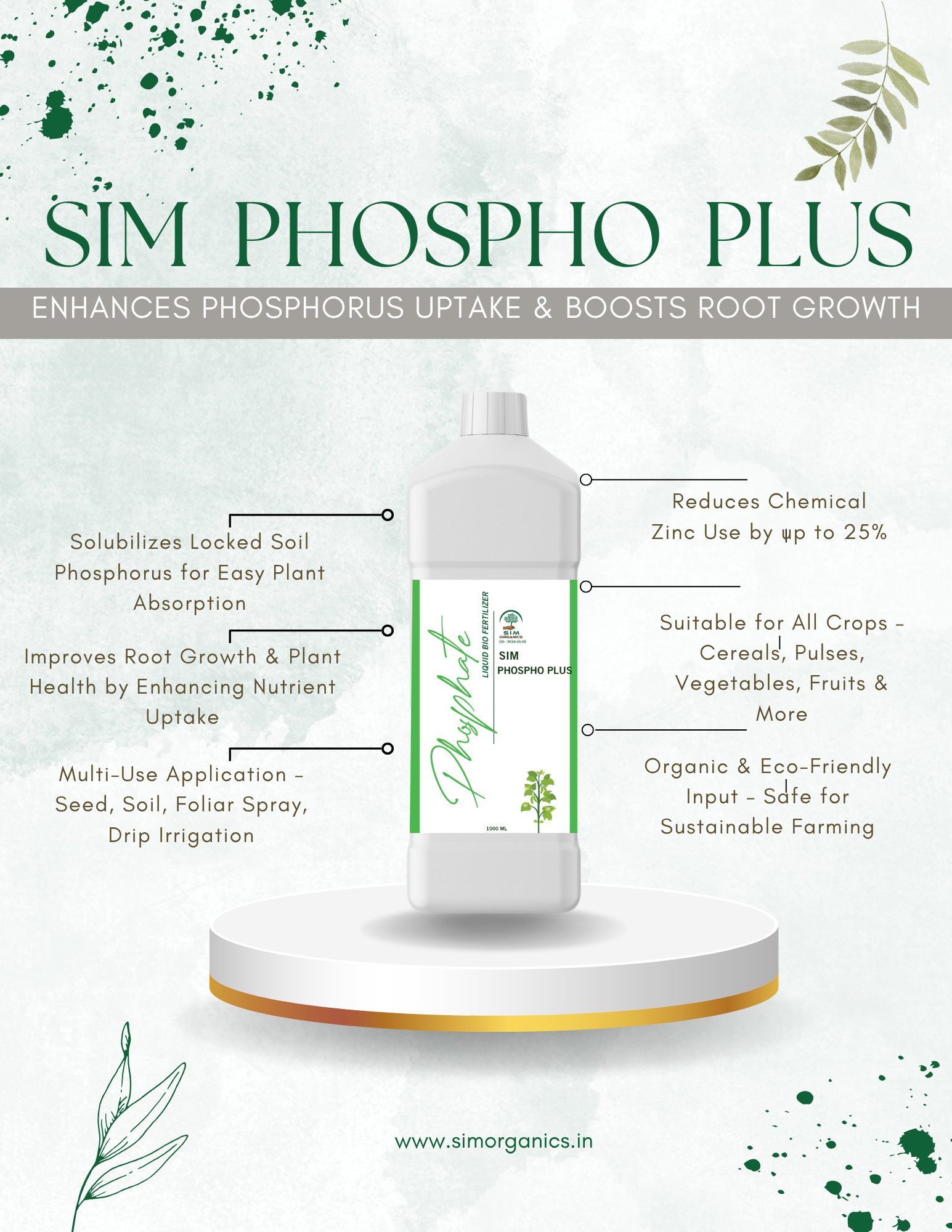 SIM Phospho Plus – PSB Biofertilizer for Phosphorus Uptake (Liquid)