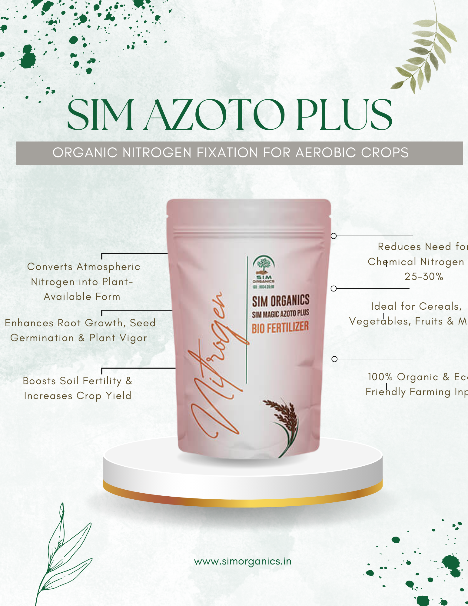 SIM Azoto Plus – Azotobacter Biofertilizer for Sustainable Nitrogen Fixation (Powder)