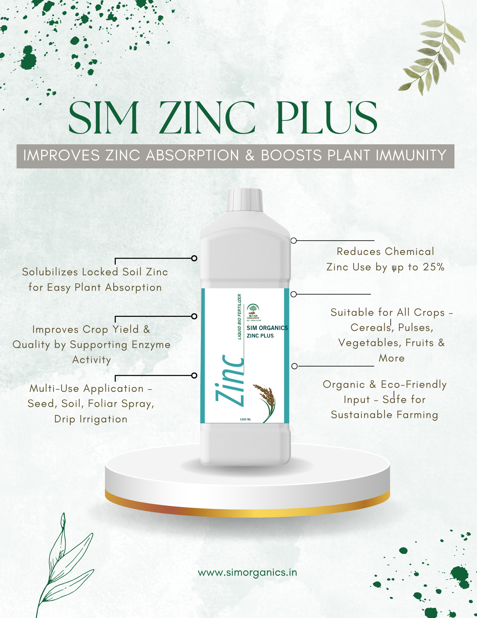 SIM Zinc Plus – ZSB Biofertilizer for Healthy Leaf Growth (liquid)