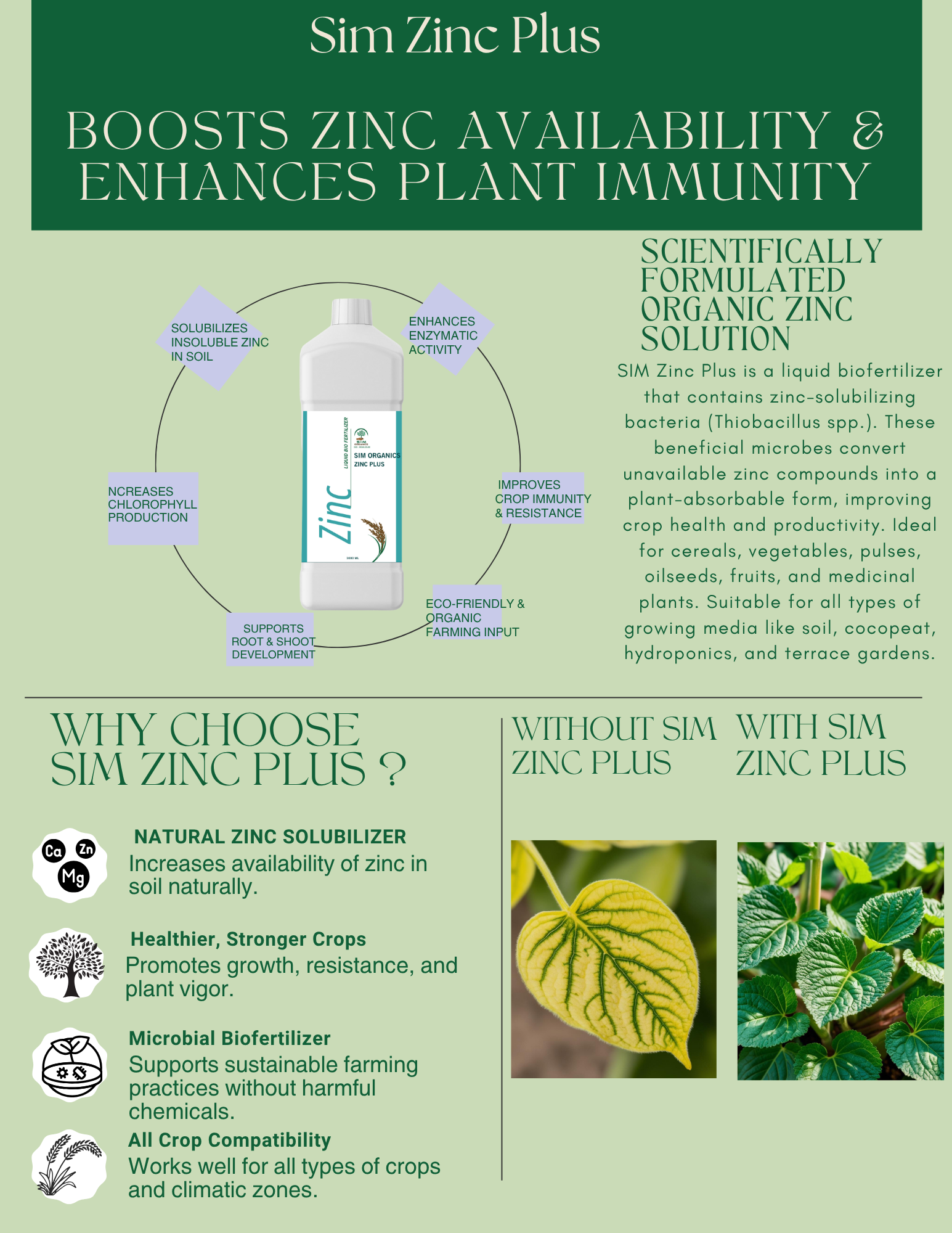 SIM Zinc Plus – ZSB Biofertilizer for Healthy Leaf Growth (liquid)