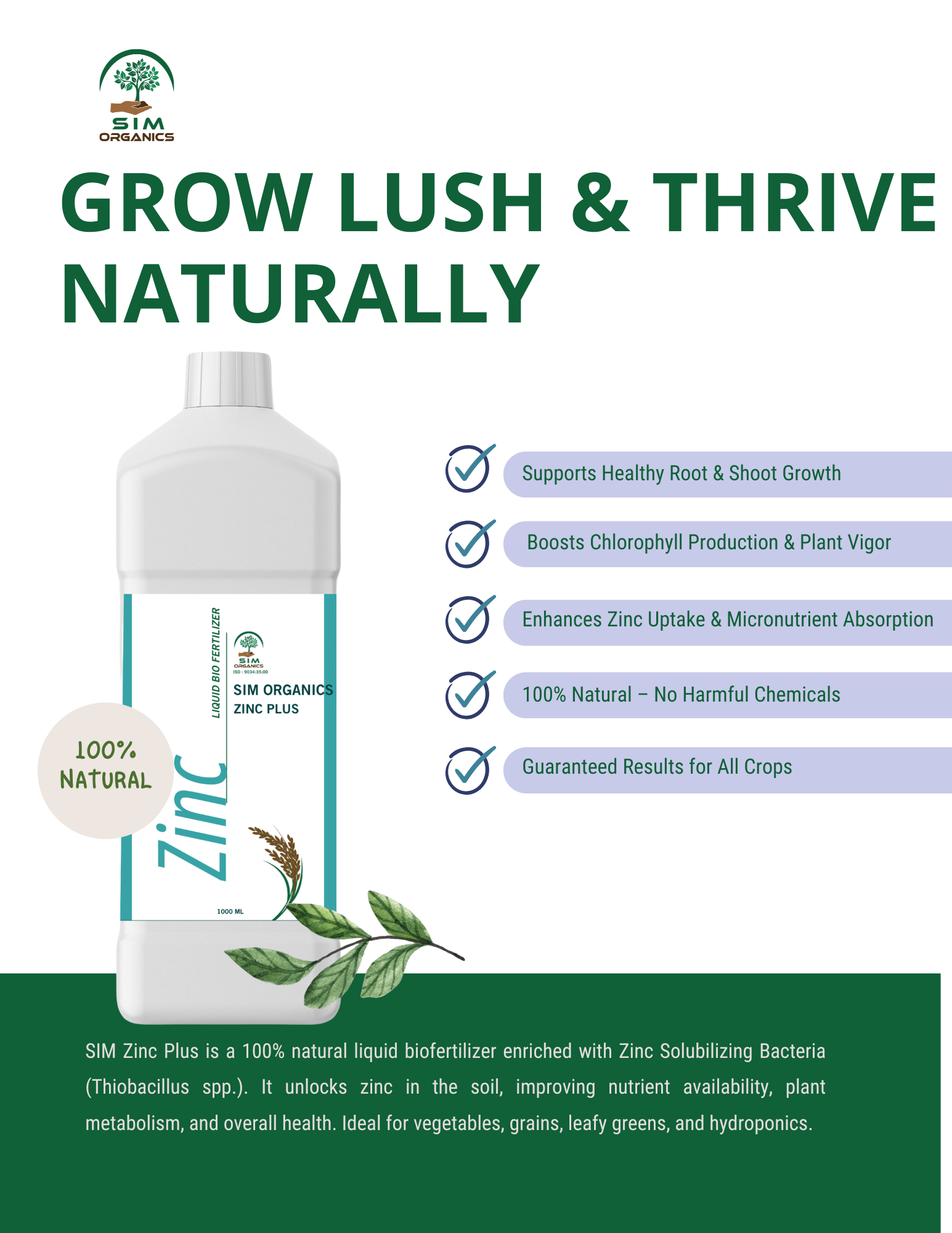 SIM Zinc Plus – ZSB Biofertilizer for Healthy Leaf Growth (liquid)