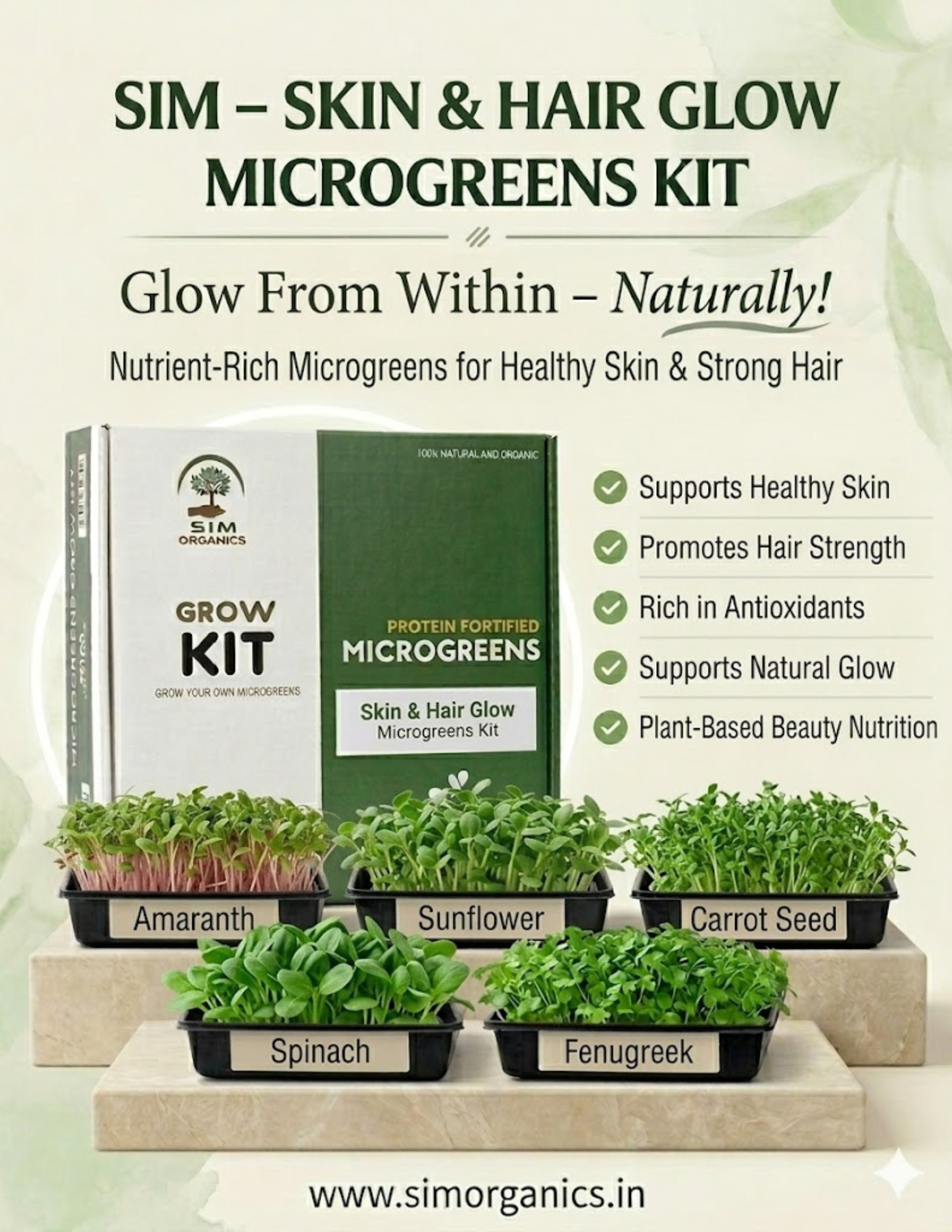 SIM – Skin & Hair Glow Microgreens Kit