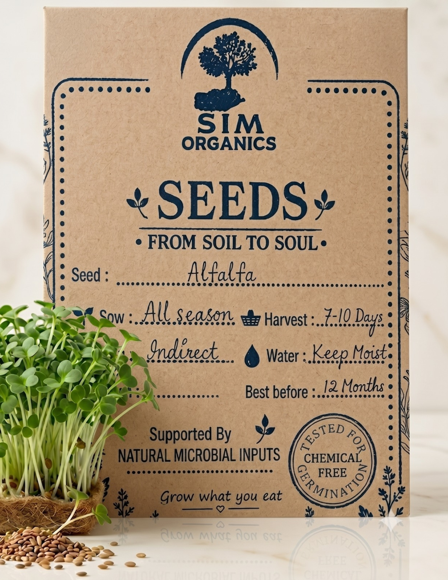 Alfalfa Microgreen Seeds – (50 g)- SIM Organics
