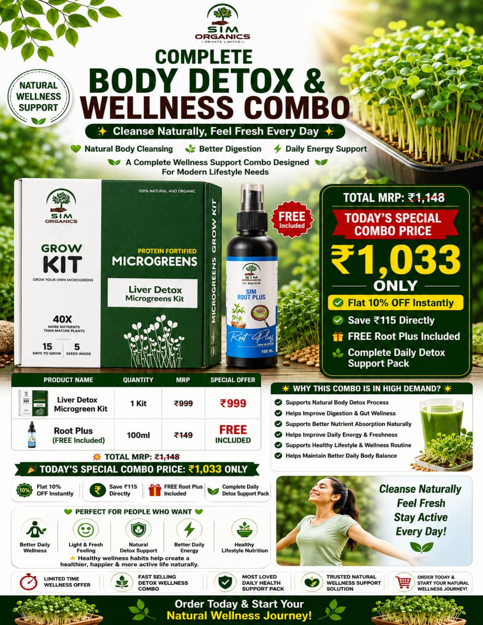 🌿 COMPLETE BODY DETOX & WELLNESS COMBO 🌿

✨ Cleanse Naturally, Feel Fresh Every Day ✨

💚 Natural Body Cleansing • Better Digestion • Daily Energy Support

🌱 A Complete Wellness Support Combo Designed For Modern Lifestyle Needs
