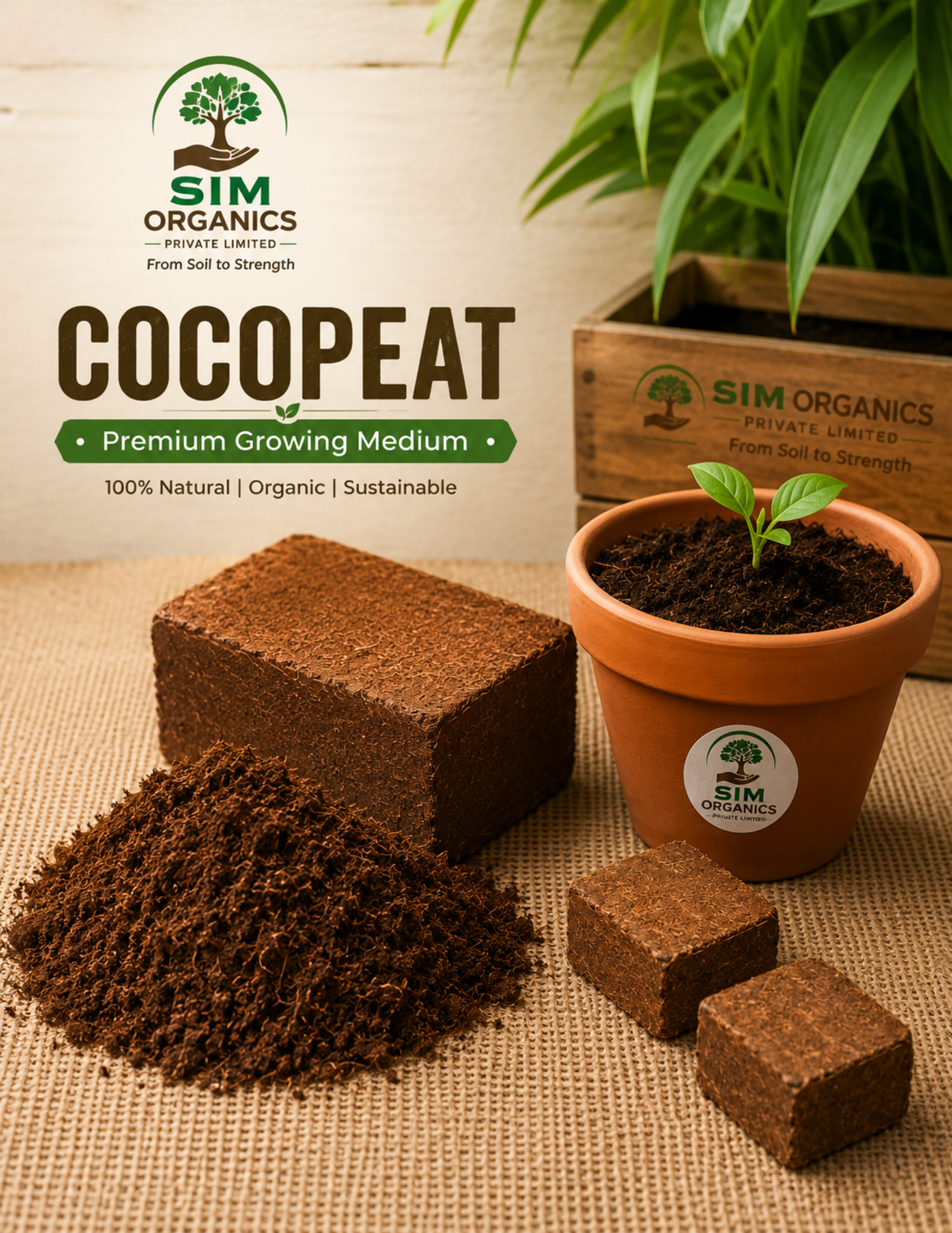 SIM Cocopeat Block | 100% Natural Growing Medium for Healthy Plants