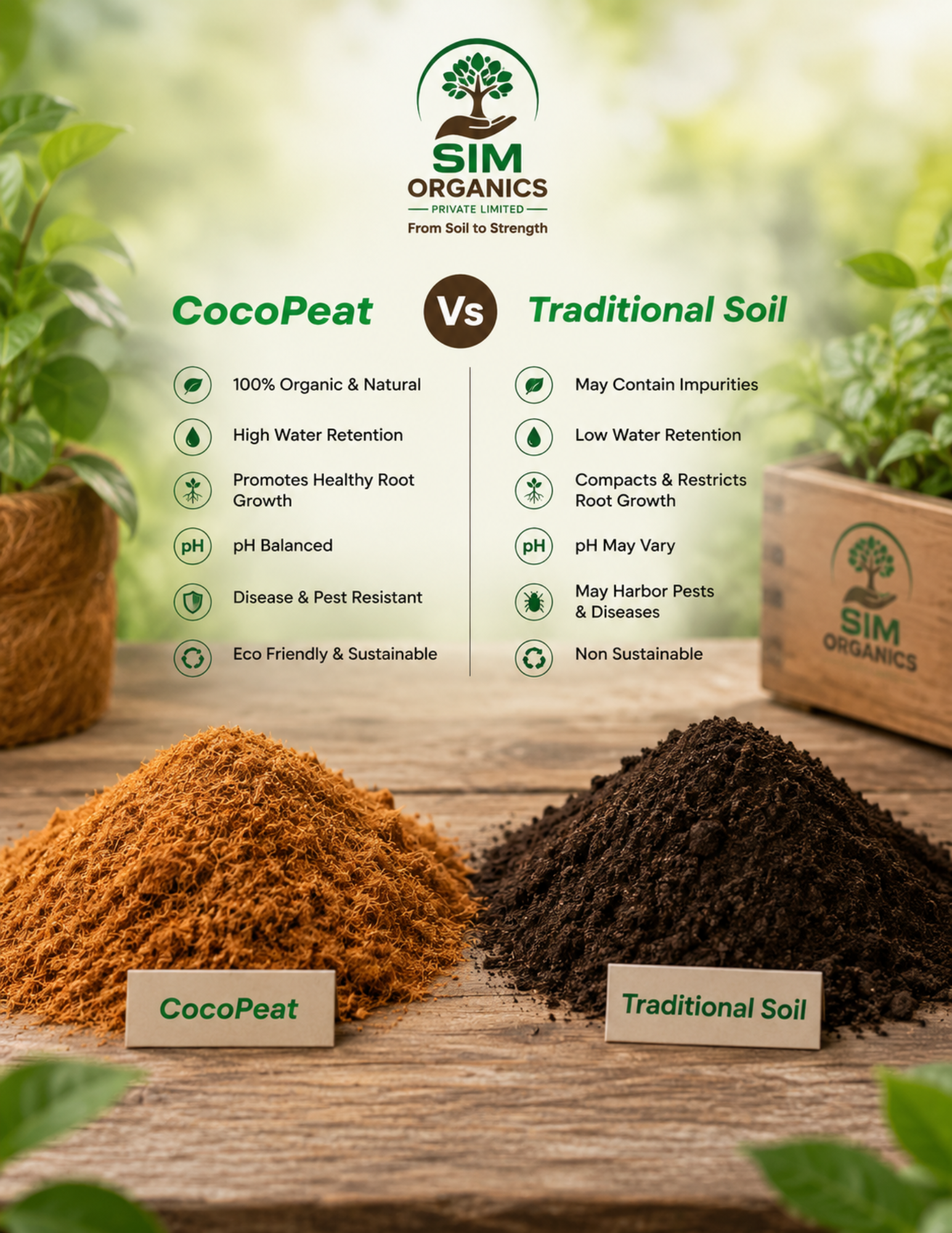 SIM Cocopeat Block | 100% Natural Growing Medium for Healthy Plants