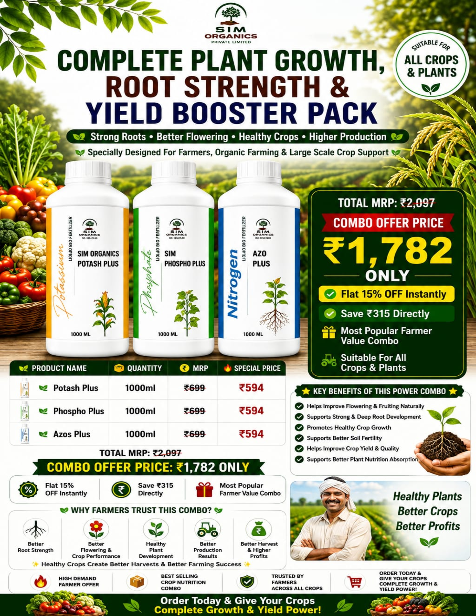 Complete Plant Growth, Root Strength & Yield Booster Pack

🚜 Advanced Crop Growth, Root Strength & Yield Booster Pack