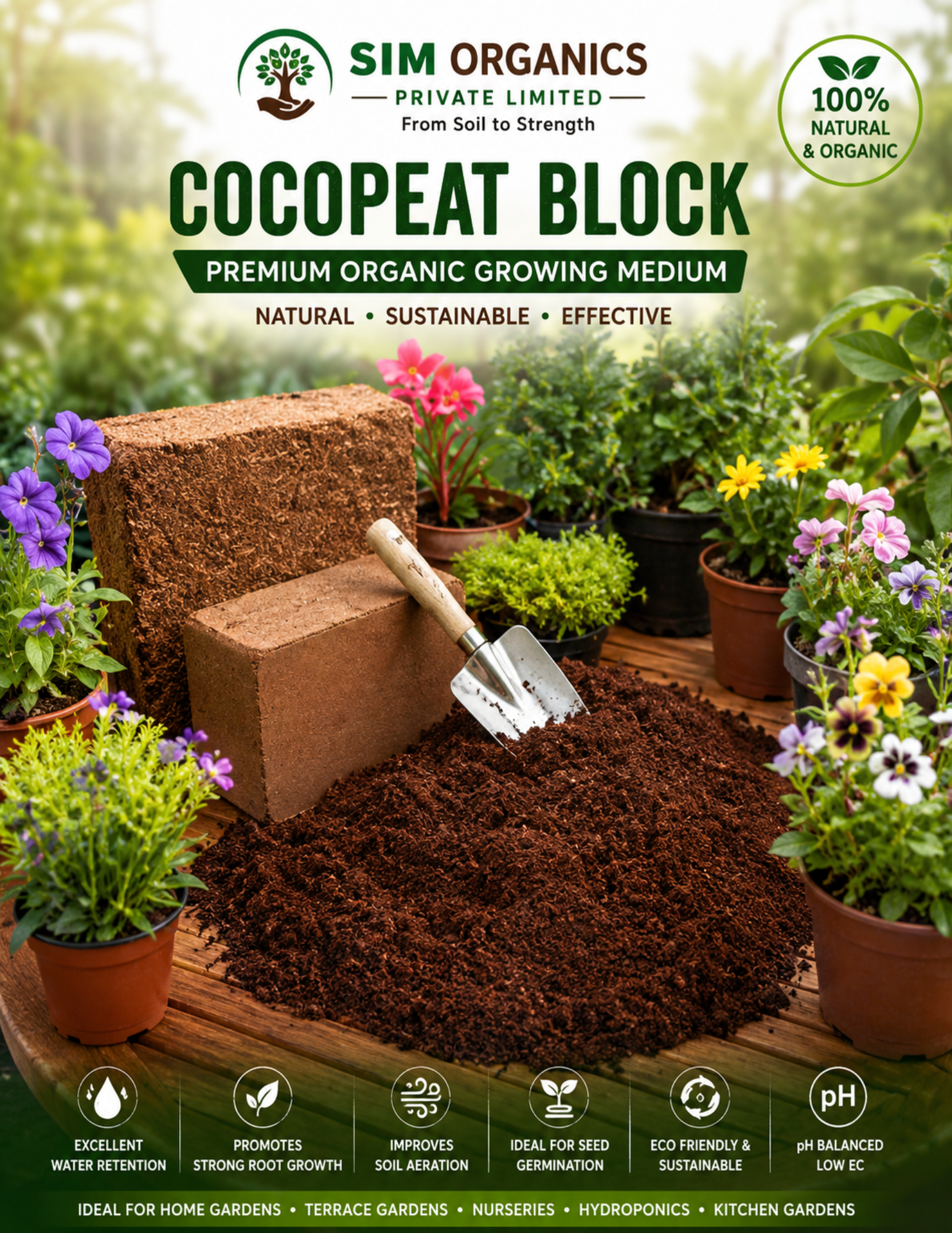 SIM Cocopeat Block | 100% Natural Growing Medium for Healthy Plants